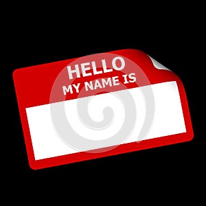 Red Hello My Name is Sticker