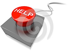 Red Help button buzzer on cable