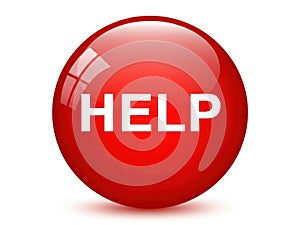 Red help button isolated on white background