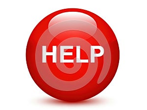 Red help button isolated on white background