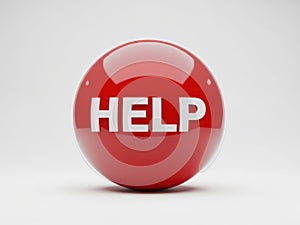 Red help button isolated on white background