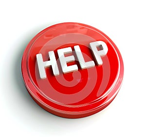 Red HELP button on white background