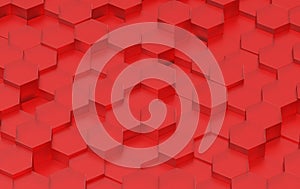Red Hexagon Background Texture. 3d render
