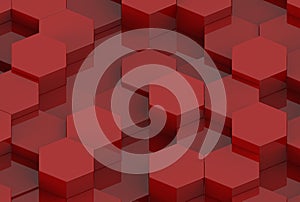 Red Hexagon Background Texture. 3d render