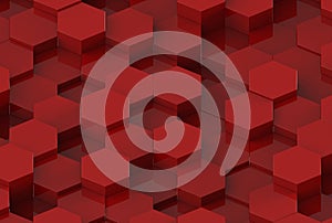 Red Hexagon Background Texture. 3d render