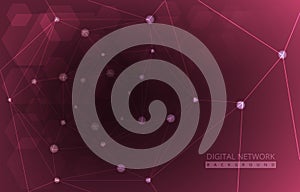 Red Hexagon Digital Network Connection Internet Technology Background