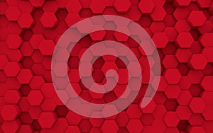 Red hexagonal background, white abstract background