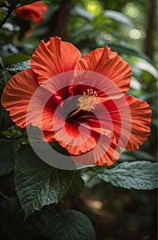 red hibiscus flower in garden red flower in the garden red hibiscus flower