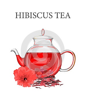 Red hibiscus or karkade tea. Hot drink