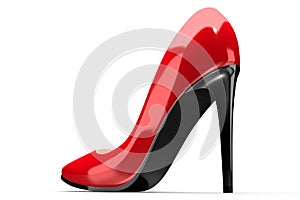 Red high heel shoe - 3D illustration