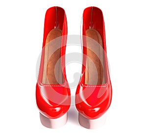 Red high heel shoes 3d render photo