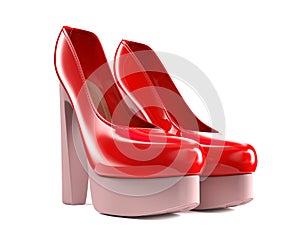 Red high heel shoes 3d render photo