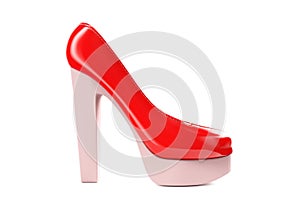 Red high heel shoes 3d render photo