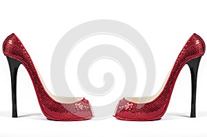 Red high heel woman shoe