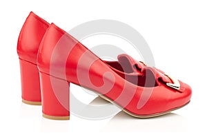 Red high heel women shoes isolated on white background.