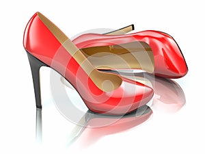 Red high heels shoe. 3d