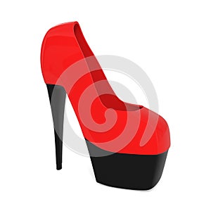 Red High Heels Shoes on white