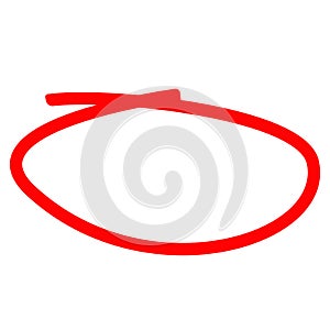 red highlight hand drawn. red hand drawn circle marker for highlighting text. flat style