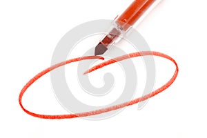 Red highlighter circle on white background- Image