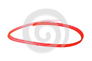 Red highlighter circle on white background - Image photo