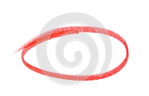 Red highlighter circle on white background - Image