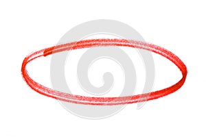 Red highlighter circle on white background - Image