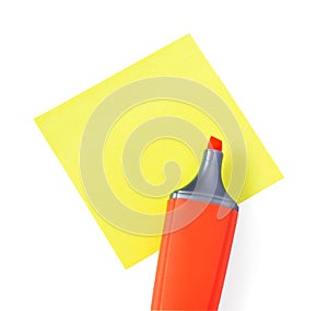 Red Highlighter on Yellow Stikers