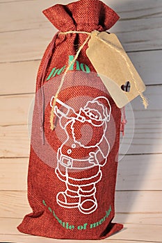 Red Ho Ho Ho Wine Gift Bag