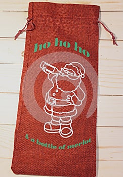 Red Ho Ho Ho Wine Gift Bag