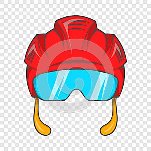 Red hockey helmet with glass visor icon