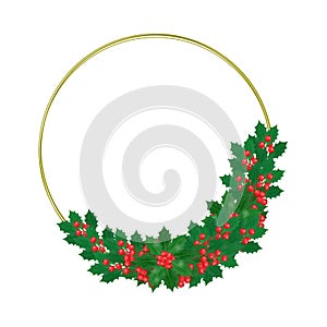 Red holly berries wreath design for Christmas
