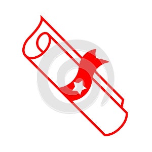 Red honorary diploma vector icon