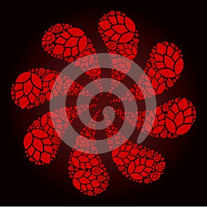 Red Hop Cone Icon Twirl Flower