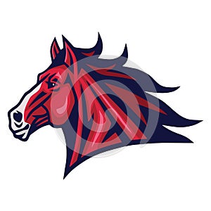 Red Horse Mustang Head Logo Cartoon Vector Sport Mascot Design Illustration