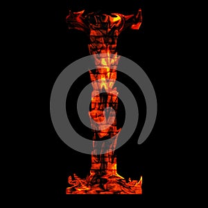 Red hot burning fire font in red and orange flames