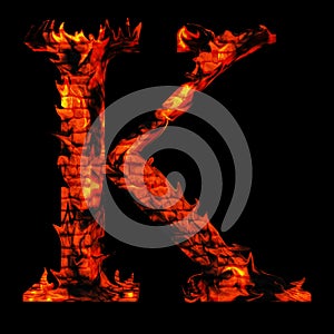 Red hot burning fire font in red and orange flames