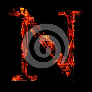 Red hot burning fire font in red and orange flames