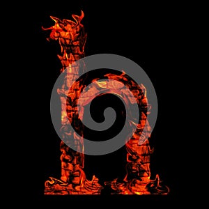 Red hot burning fire font in red and orange flames