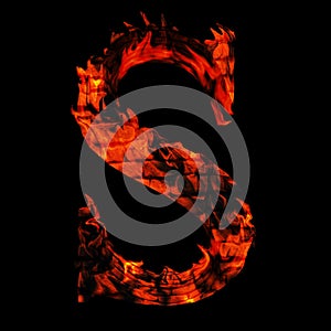 Red hot burning fire font in red and orange flames