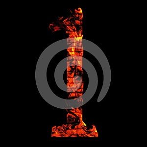 Red hot burning fire font in red and orange flames