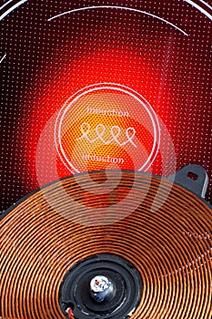 Red hot ceramic hotplate detail copper spiral
