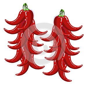 Red hot chile pepper ristras painting bright