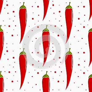 Red hot chili cayenne pepper seamless pattern