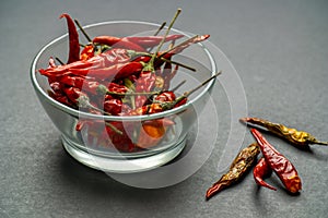Red hot chili pepper on a bowl