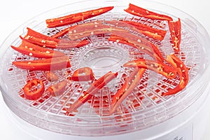 Red hot chili pepper dehydrating