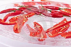 Red hot chili pepper dehydrating