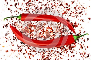 Red hot chili pepper isolated white background