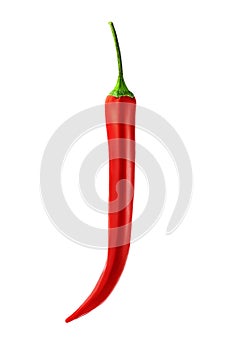 Red hot chili pepper isolated white background