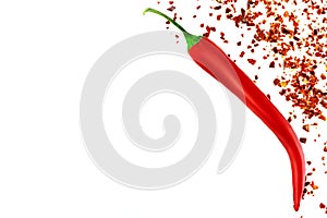 Red hot chili pepper isolated white background
