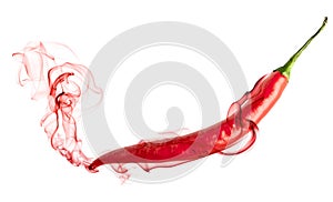 Red hot chili pepper with smoke